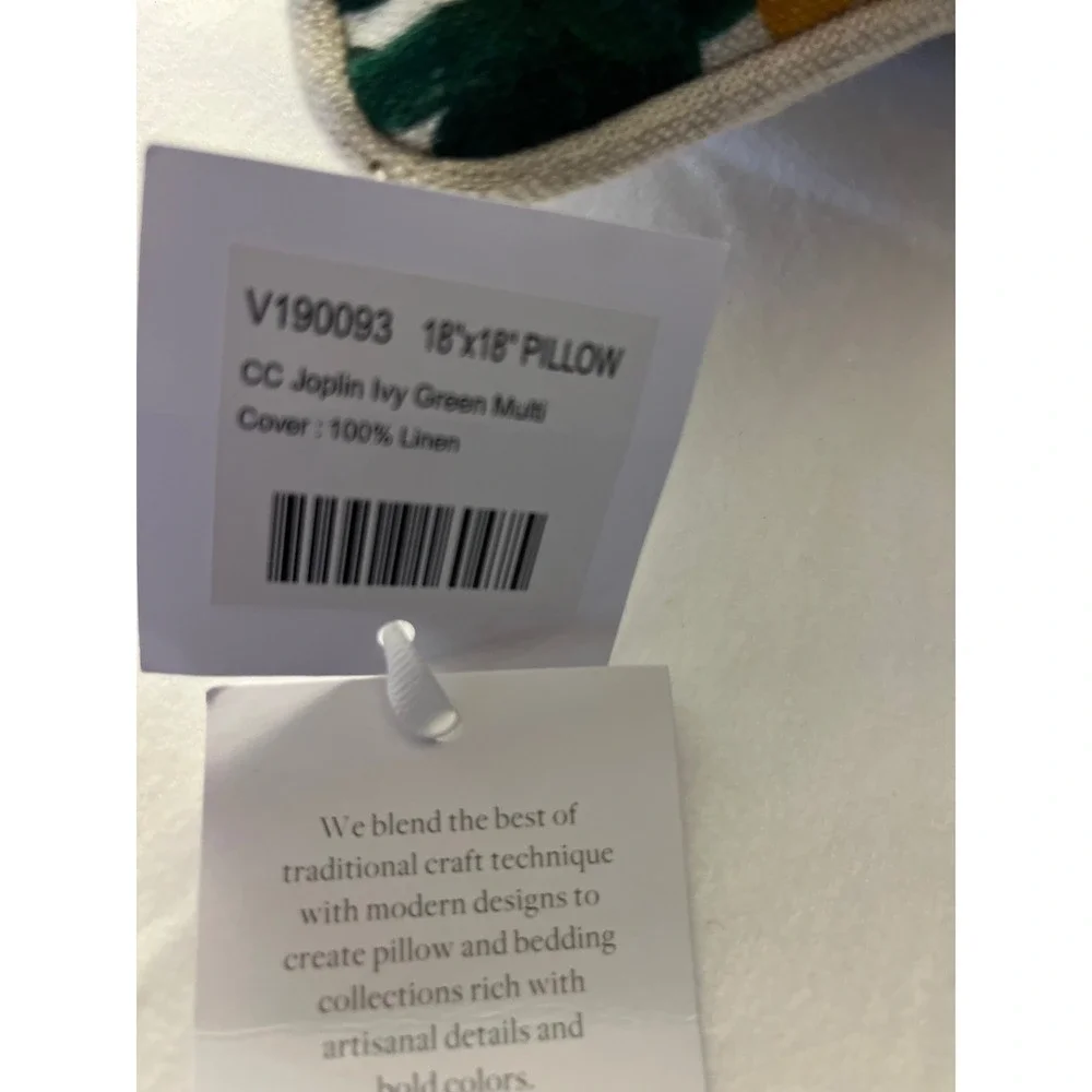 Classic Concepts Linen Throw Pillows Set of 2 Green Yellow Duck Feather 18